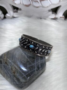 Vintage ALP Italy Cable and Caviar hinged bangle bracelet 1960s 1970s